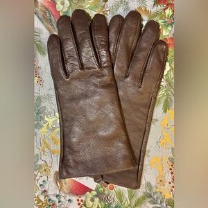 Lands' End Women’s Gloves sz. XL Brown Leather Cashmere Lined EZ Touchscreen Tip